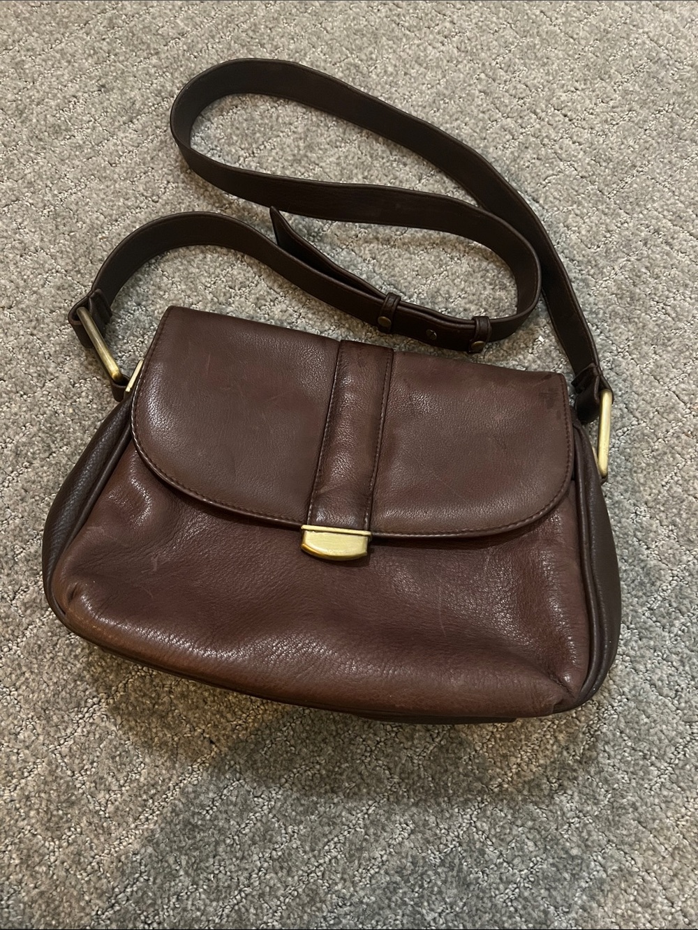 Genuine Leather Brown Satchel with Golf Accents, chic, lots of storage
